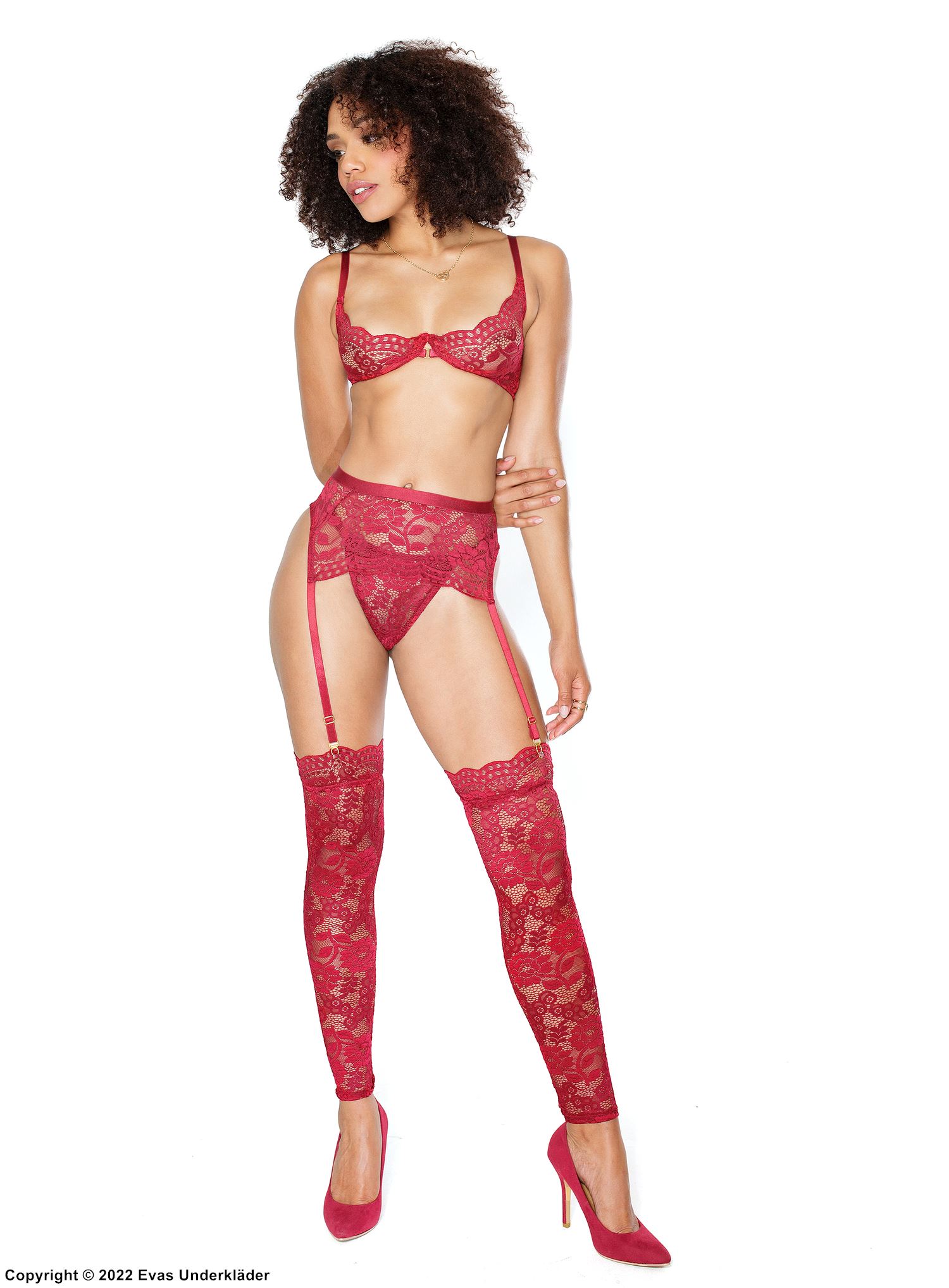 Romantisches Dessous-Set, Stretch-Spitze, Blumen